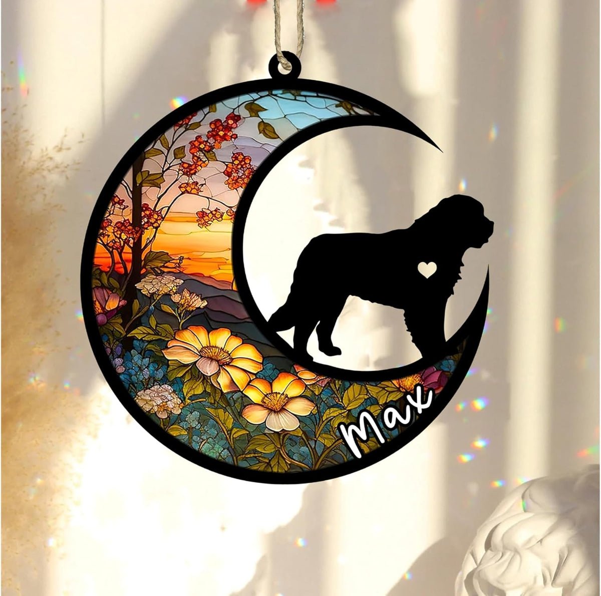 Personalized Dog Memorial, Custom Name Maremma Sheepdog Dog Christmas Ornament with Name, Custom Breeds, Pet Loss Light Catcher, Gifts for Lovers Loss of Pet Sympathy on Mothers Day Christmas