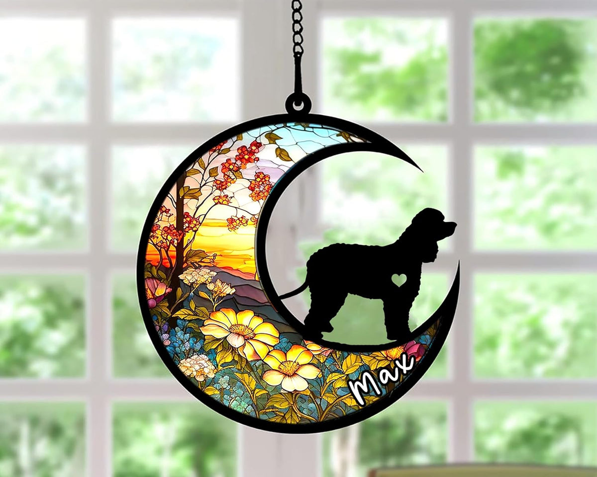 Personalized Dog Memorial, Custom Name Irish Water Spaniel Dog Christmas Ornament with Name, Custom Breeds, Pet Loss Light Catcher, Gifts for Lovers Loss of Pet Sympathy on Mothers Day Christmas