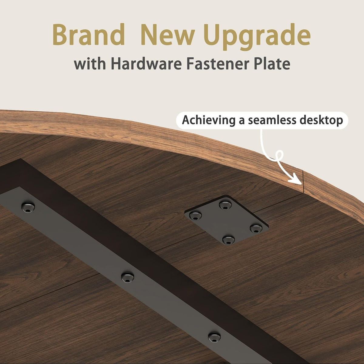 59" Round Dining Table for 6-8, Modern Kitchen Table with Steel Base, Dining Room Tables for Kitchen, Dark Brown