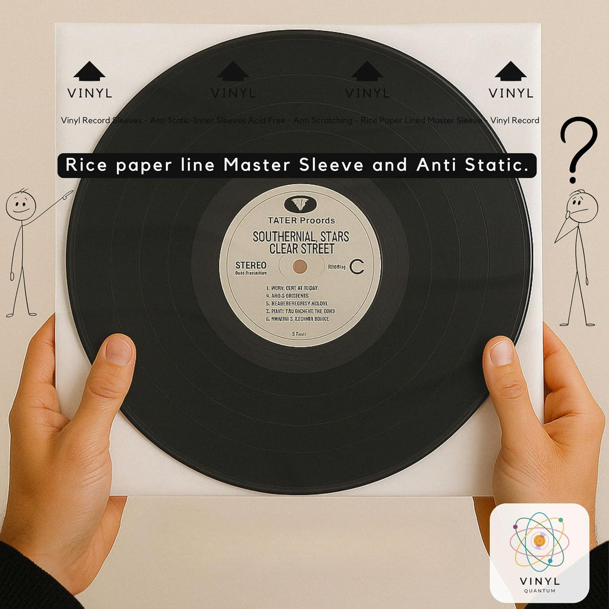 50 Pieces 12.08" x 12.08" Record Inner Sleeves Acid Free, 3.5 Mil Thick Rice Paper Lined Master Sleeve, Your Favorite Vinyl Protector Brand
