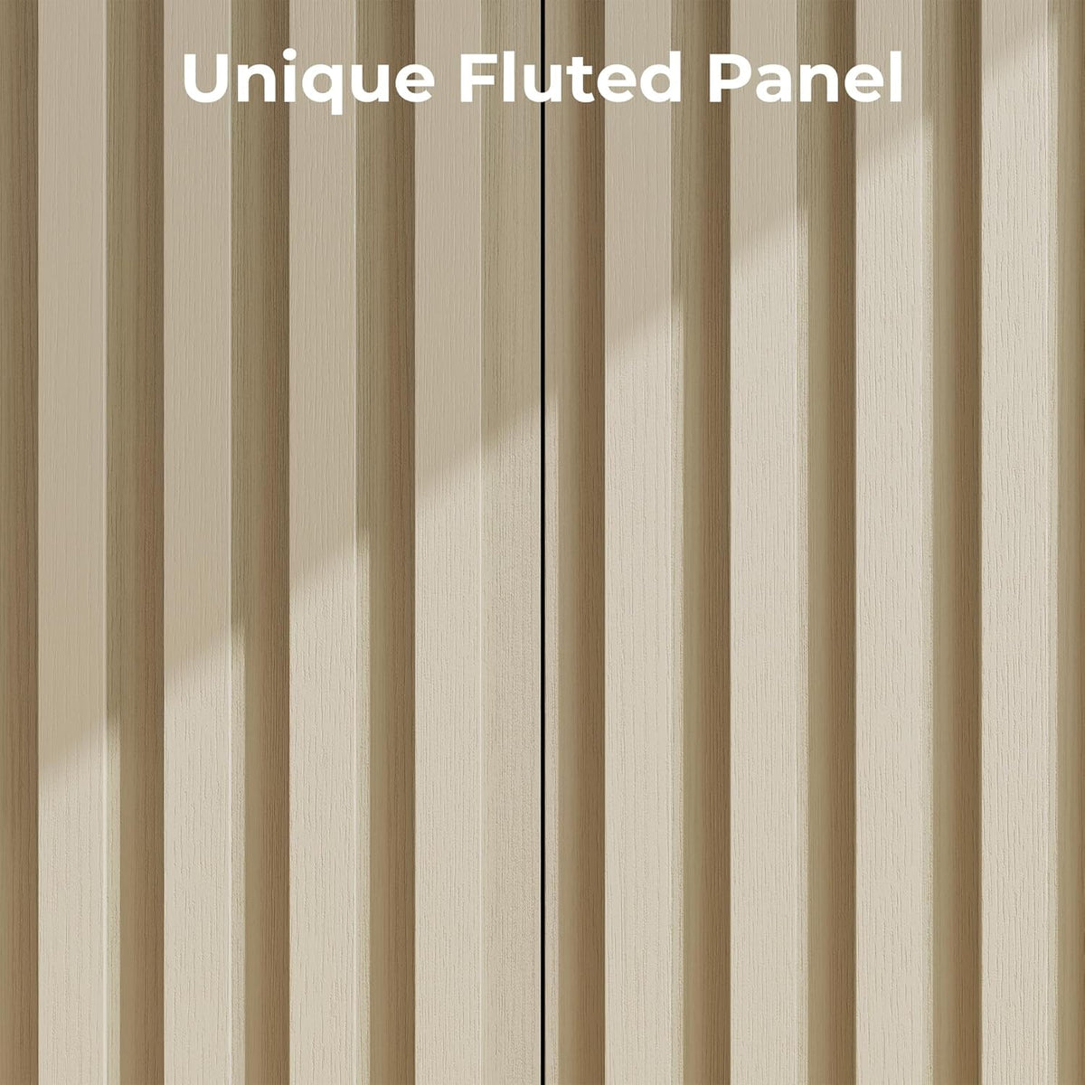 Fluted Cabinet with Storage, Buffet Cabinet Sideboard with 2 Doors, Beige Buffet Storage Accent Cabinets with Adjustable Shelves for Living Room, Entry, Hallway, Kitchen