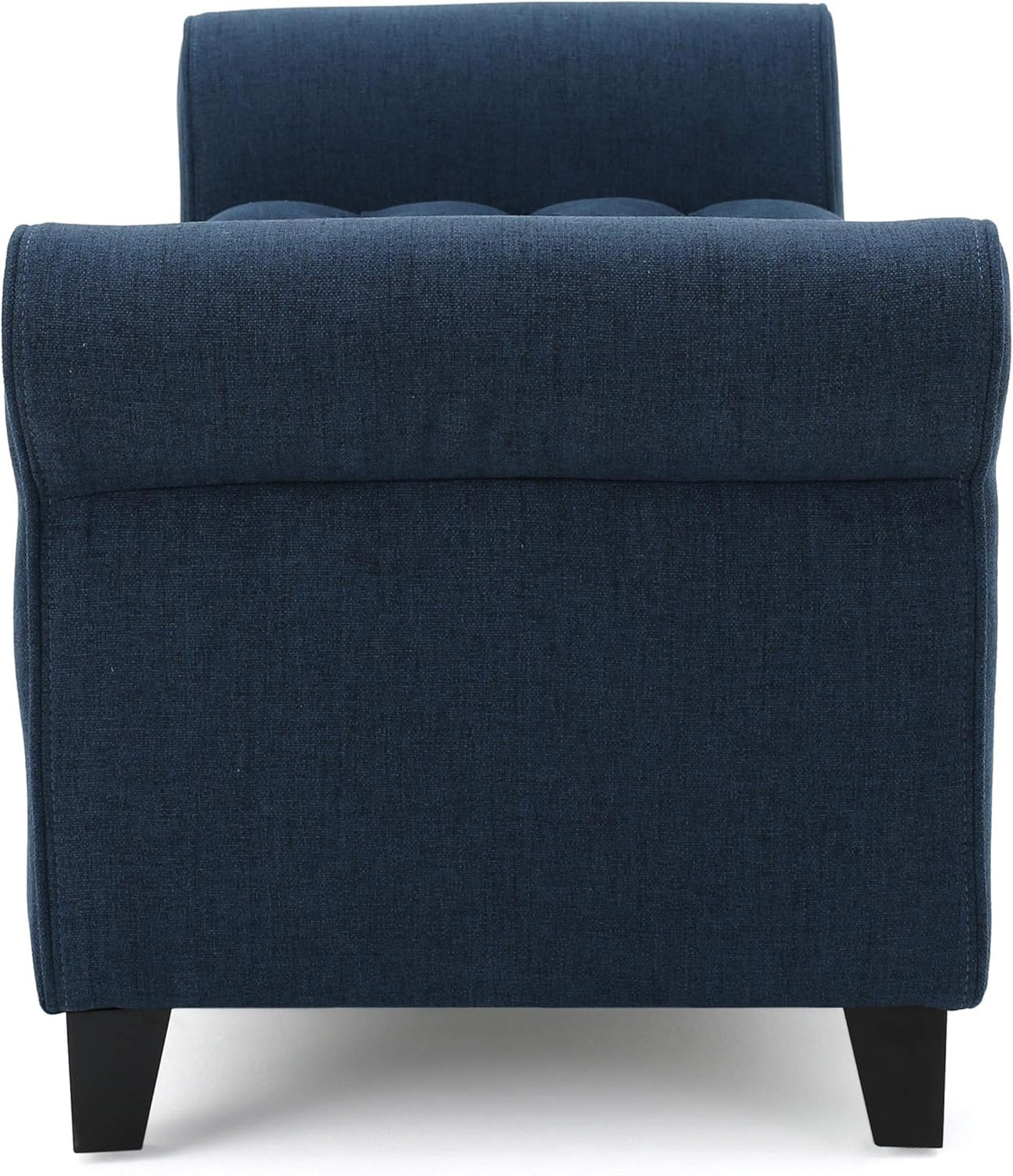 ‎GDF Studio Keiko Fabric Armed Storage Bench, Dark Blue, Dimensions: 19.75”D x 50.00”W x 20.5”H