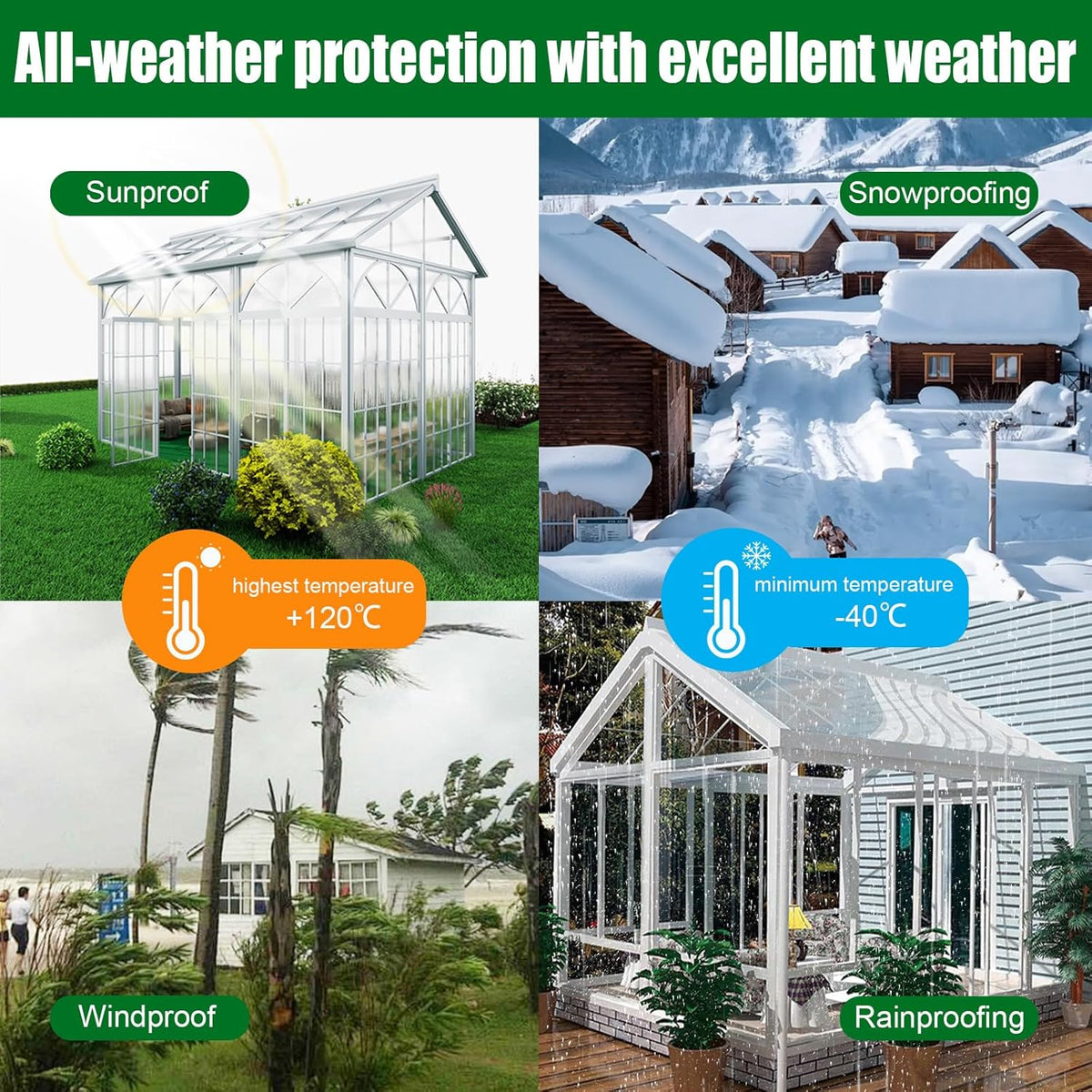 Polycarbonate Greenhouse Panels 24 Pack 4' x 2' x 0.16" Twin-Wall UV-Protected All Weather Plastic Roof Panel Clear Replacement Sheets for Garden Fences, Furniture DIY,Outdoor Roofing