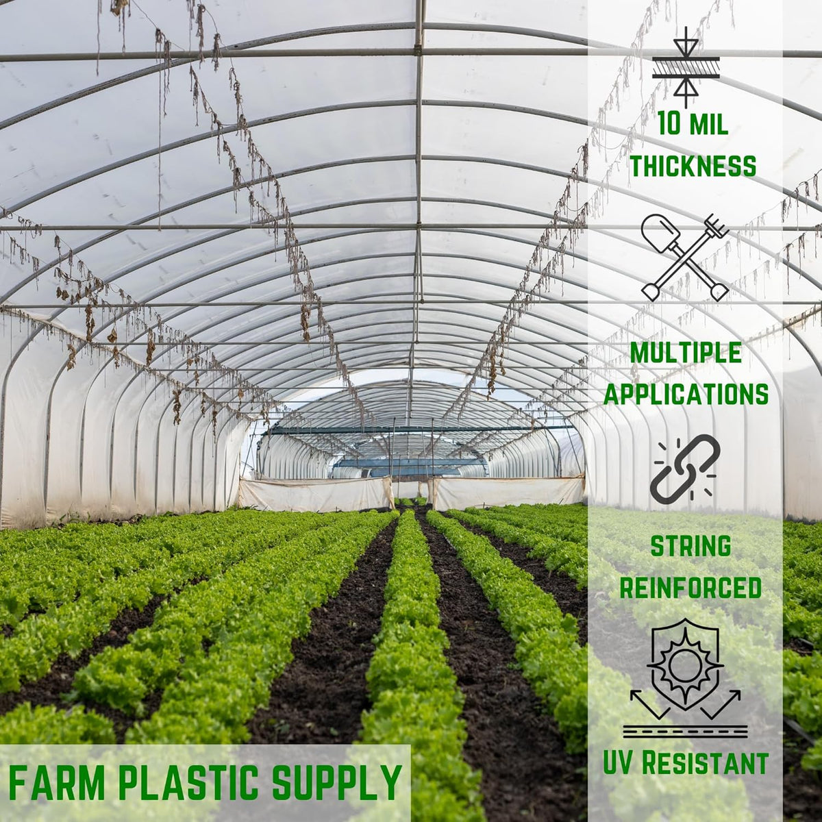 Farm Plastic Supply - String Reinforced 4 Year UV Resistant 10 mil Clear Greenhouse Plastic Sheeting - 4 Year UV Resistant Polyethylene Greenhouse Film, Hoop House Green House Cover (42' x 10')