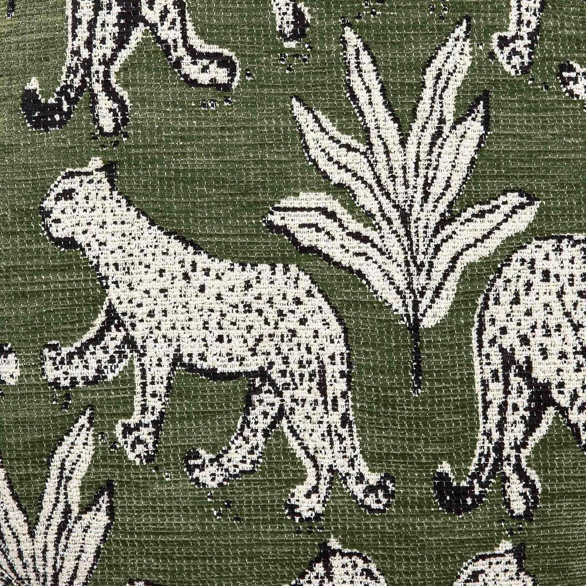 Tov Furniture Raji Jacquard Ottoman (Olive Green Leopard)