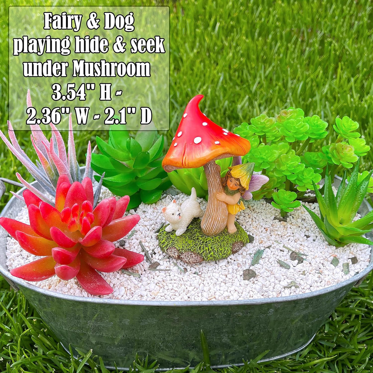 Mood Lab Fairy Garden - Miniature Figurines & Accessories - Hide and Seek Statue Kit - Outdoor or House Decor