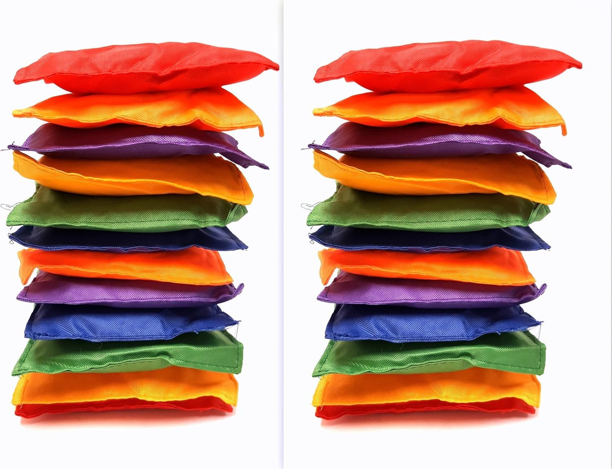 Multicolored Bean Bags, Strong Nylon Bean Bags, 5" Inch (Multicolored, 24 Pack)
