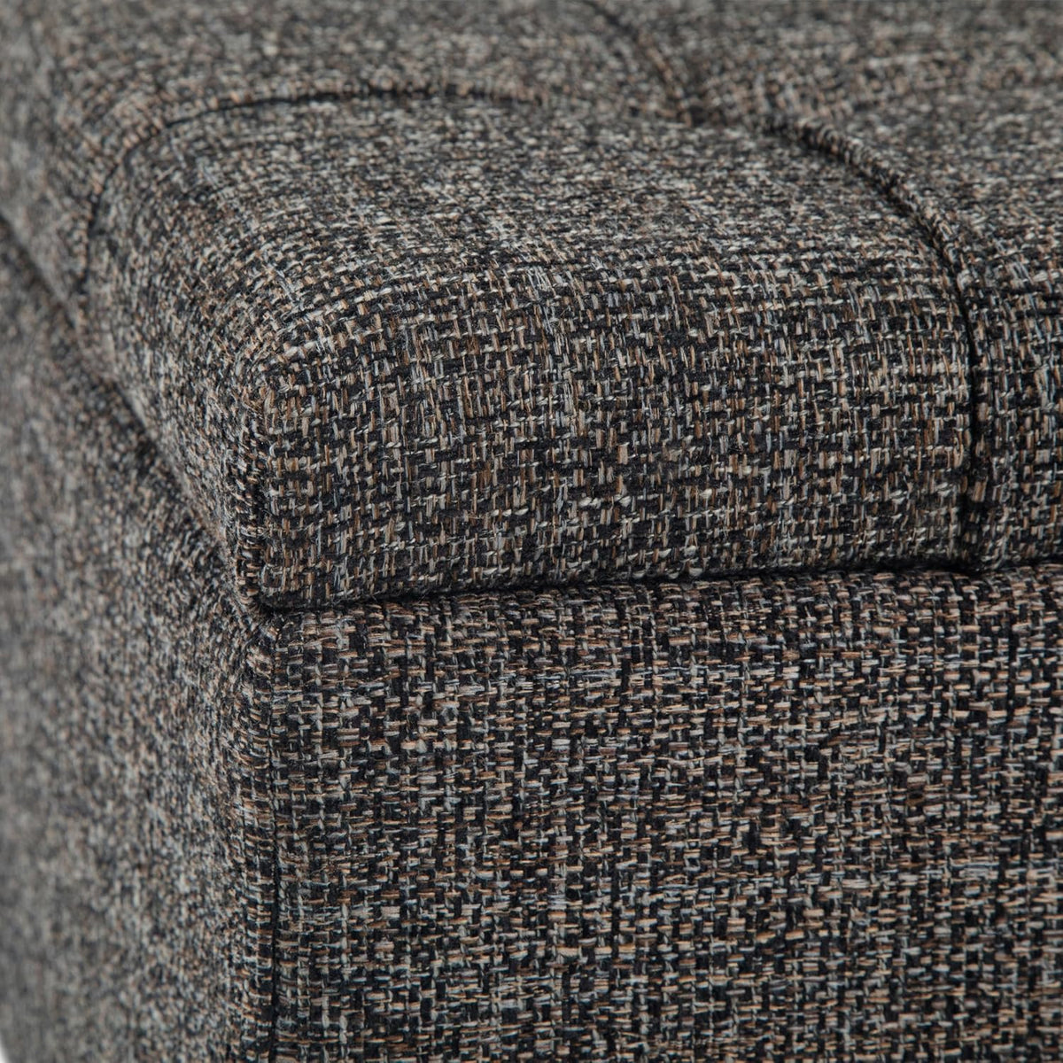SIMPLIHOME Harrison Coffee Table Storage Ottoman - 36 inch Wide Upholstered Tweed Look Fabric Square Ottoman in Warm Dark Charcoal Melange, Transitional Ottoman for Living Room with Split Lift-Up Lid