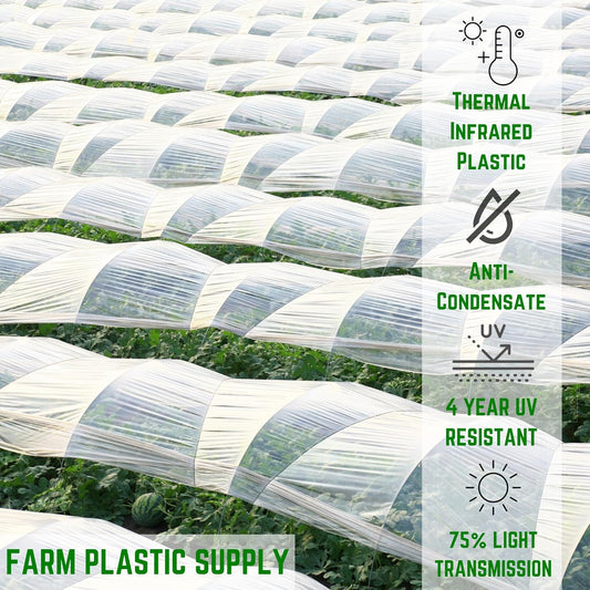 Farm Plastic Supply - Clear Coolmax Greenhouse Plastic Sheeting - 6 Mil - 4 Year UV Resistant Infrared Anti-Condensate Green House Covering Thermal Greenhouse Plastic 6 mil (20' x 60')
