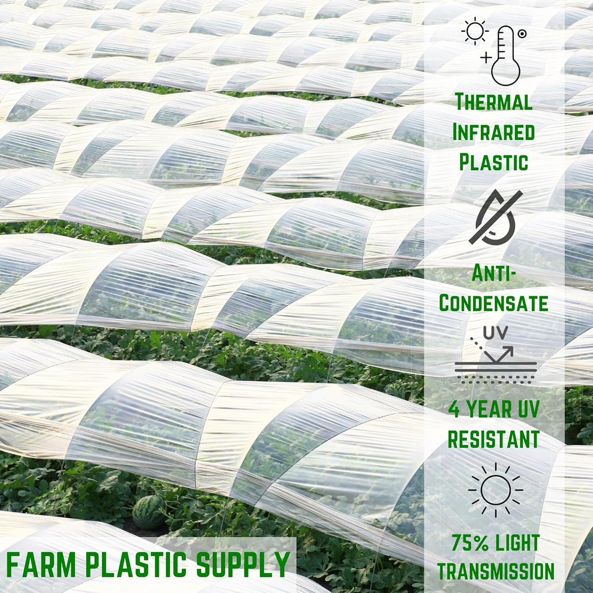 Farm Plastic Supply - Clear Coolmax Greenhouse Plastic Sheeting - 6 Mil - 4 Year UV Resistant Infrared Anti-Condensate Green House Covering Thermal Greenhouse Plastic 6 mil (40' x 60')
