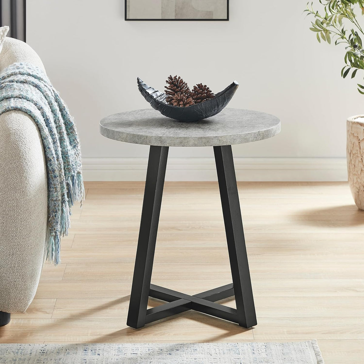 Polay Coffee Table Set 3-Piece Oval Wood with 2 Round End Tables | Modern 3-piece set with durable MDF tops and solid rubberwood legs. Oval coffee table plus two round end tables for a co