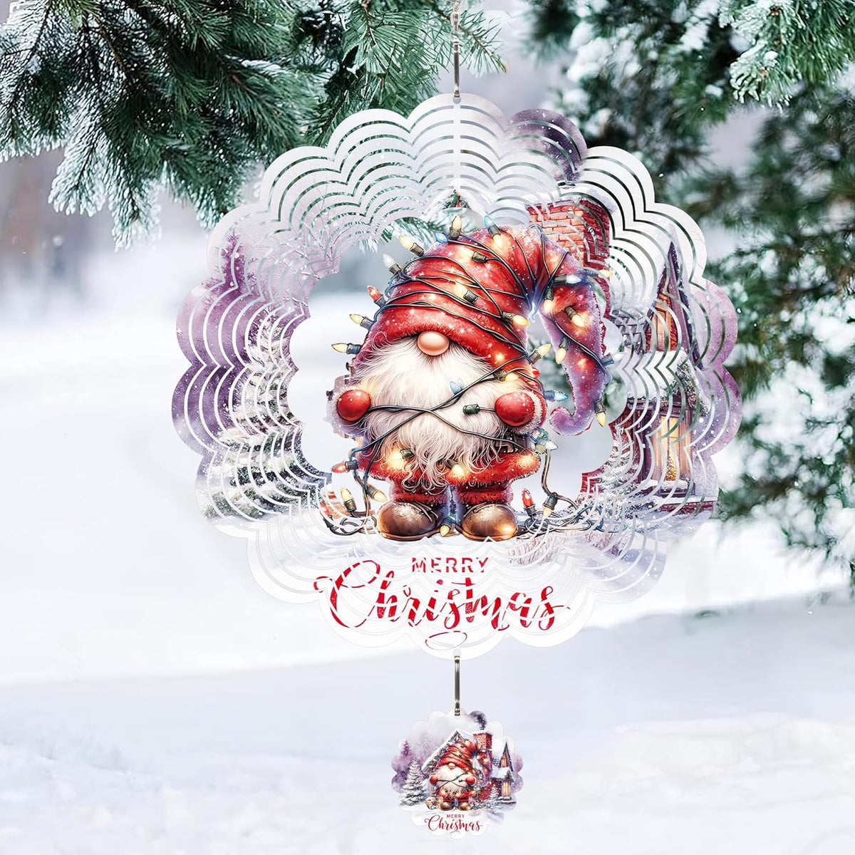 Metal Wind Spinner Outdoor Christmas Decorations,Santa Claus Halloween Yard Decorations 12inch 3D Stainless Steel Garden Sculpture Lawn Ornaments Gifts Indoor/Outdoor Decor Gifts for Women