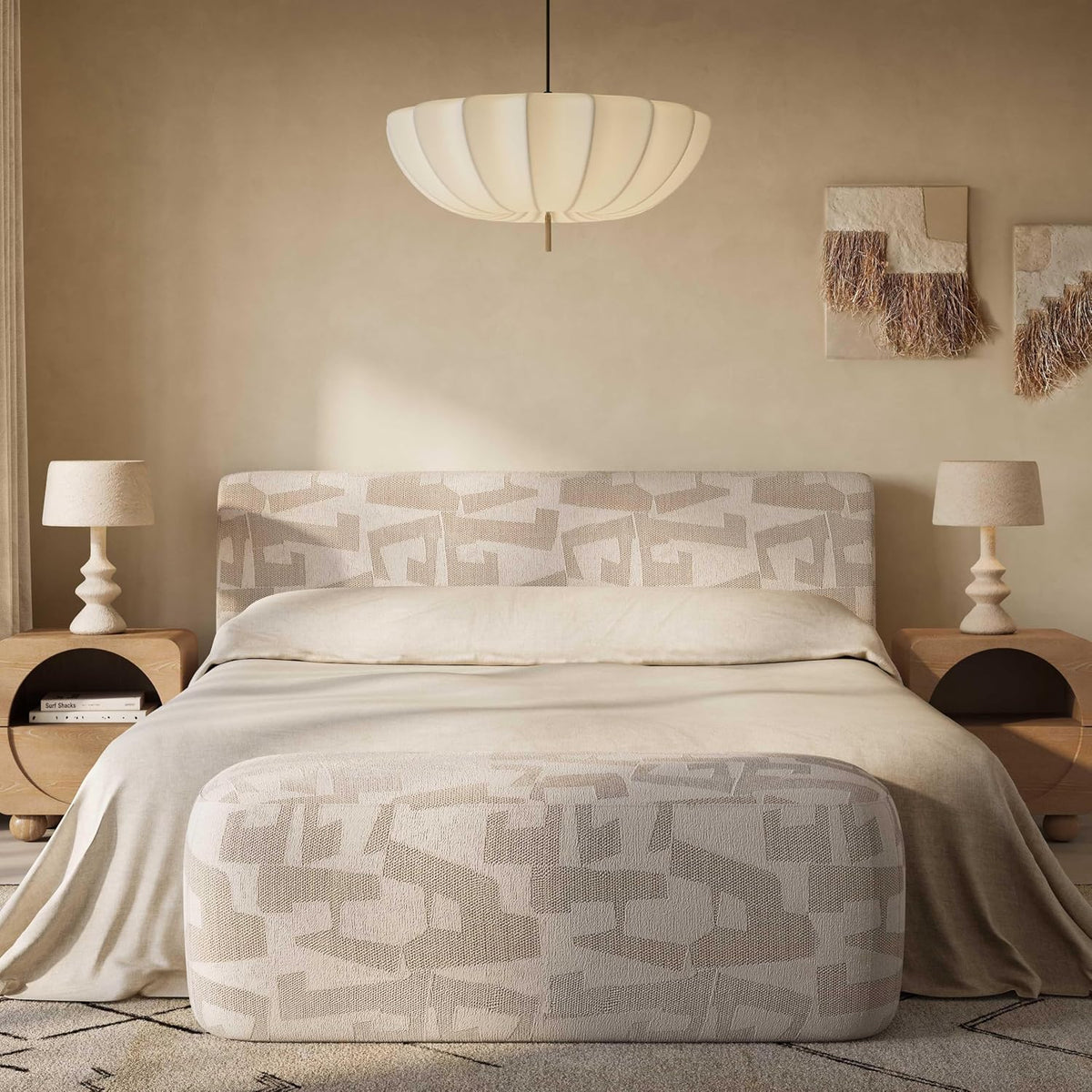 Tov Furniture Graceland 54" Cream Performance Jacquard Bench