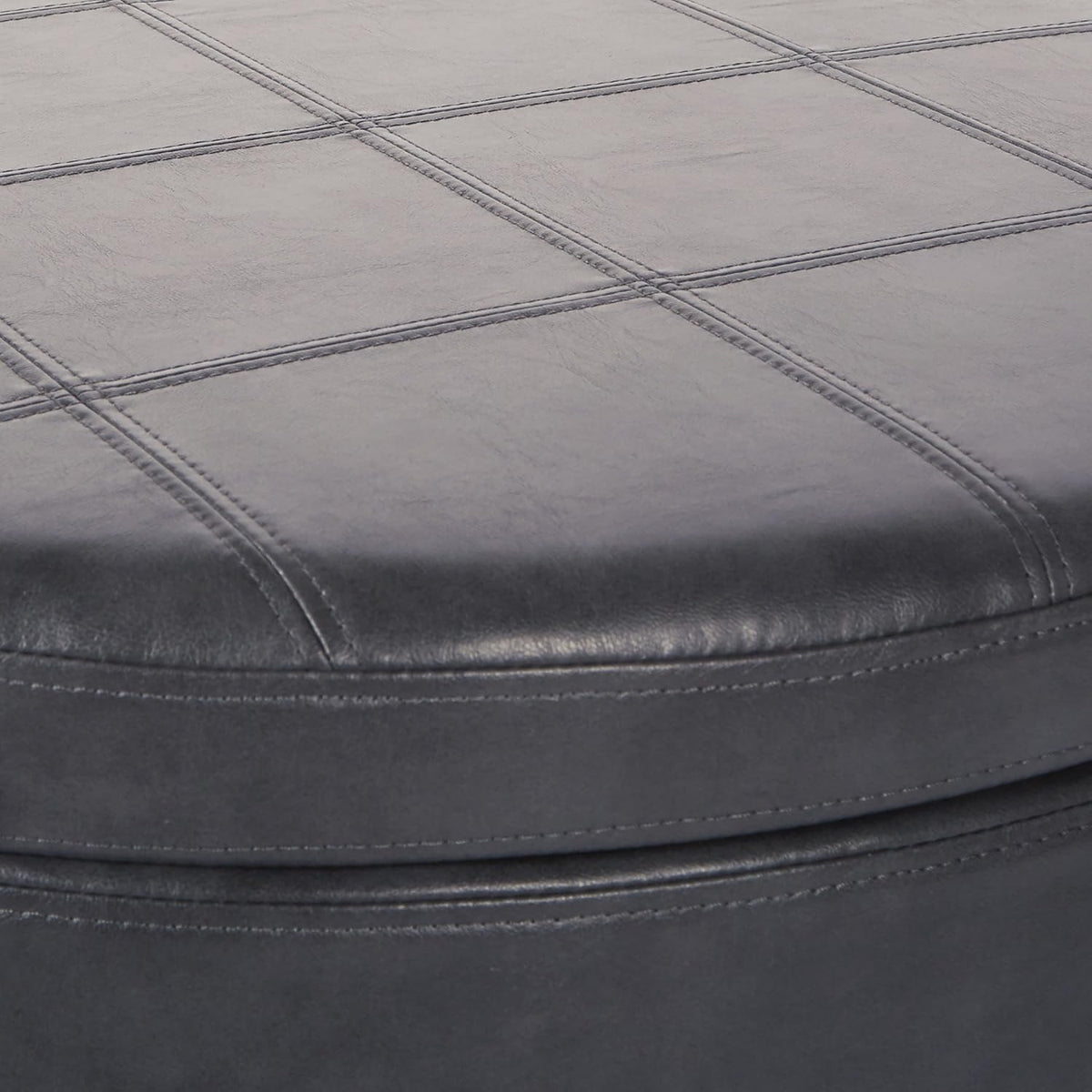 OSP Home Furnishings Alloway Storage Ottoman with Antique Bronze Nailheads, Pewter Faux Leather