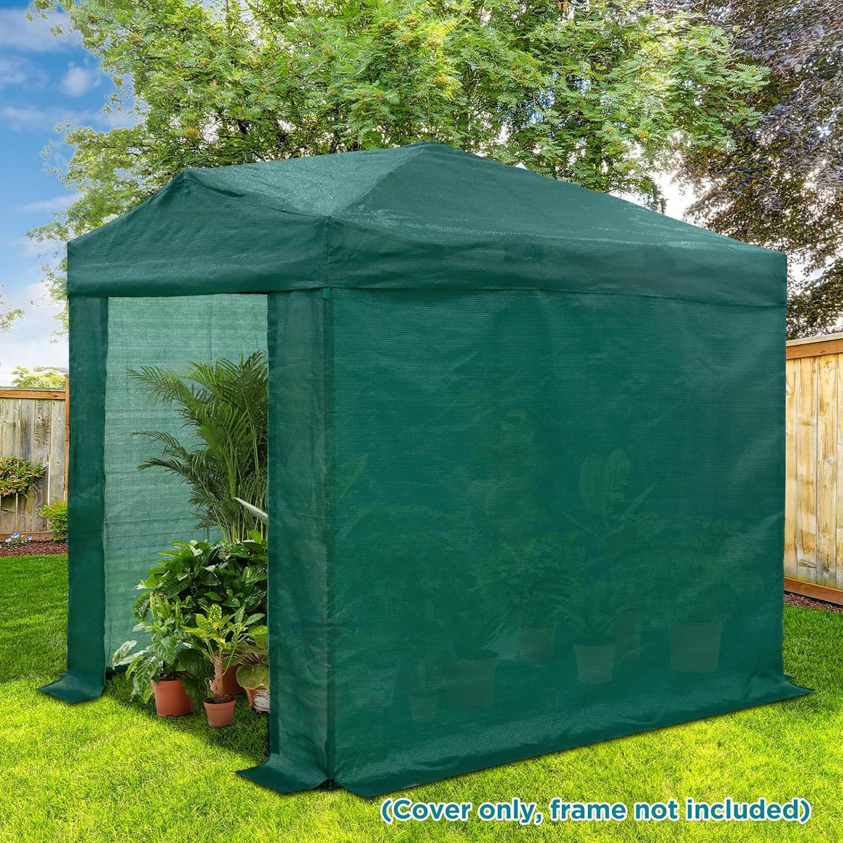 EAGLE PEAK Replacement Mesh Cover for 8x6 Portable Walk-in Pop up Greenhouse, Front and Rear Zippered Entry Doors (Frame Not Included), Green