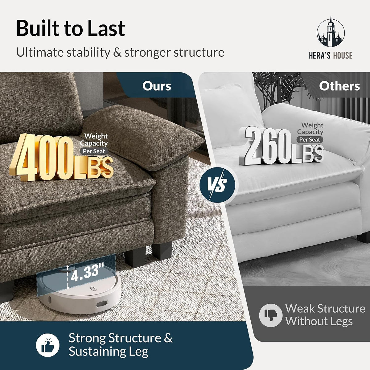 HERA'S HOUSE 3 Pieces Modular Sectional Couch Set with Armchair Loveseat | Modern 6-Seater Cloud Sofa Set , Smoky Grey, Wider Armrest, Deep Seat, Soft Chenille Furniture Set for Living Room