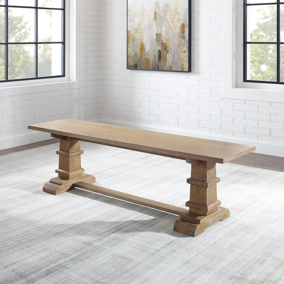 Crosley Furniture Joanna Wood Dining Bench for Entryway or Mudroom, Rustic Brown