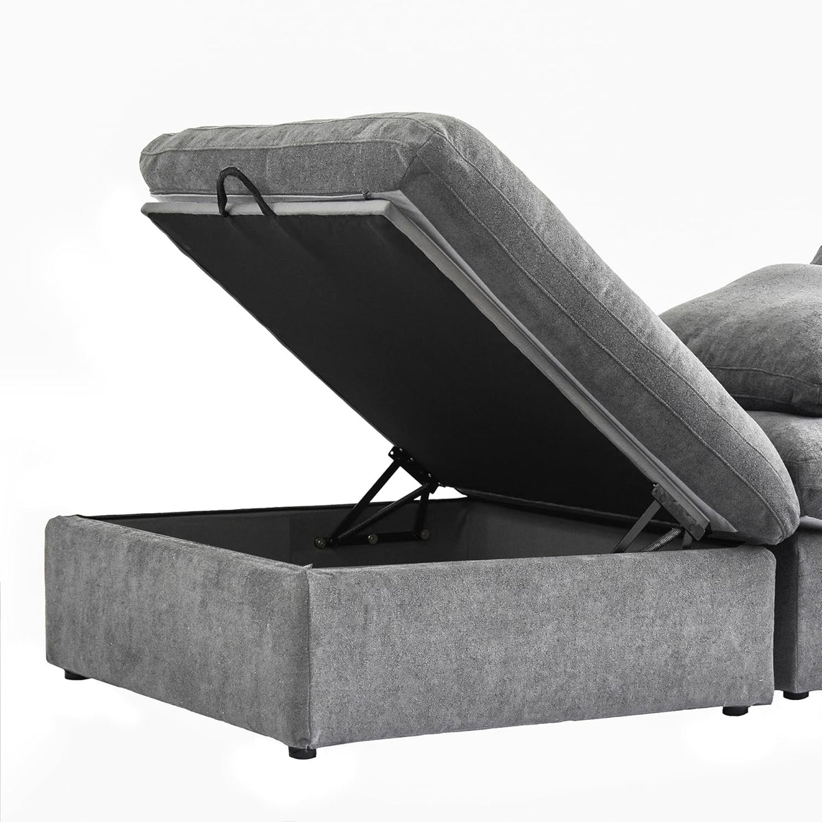 JACH Modern Storage Ottoman Module for Living Room, Cushion Covers Removable, Minimalist Comfy Breathable Footstool Footrest for Living Room Apartment (Grey)