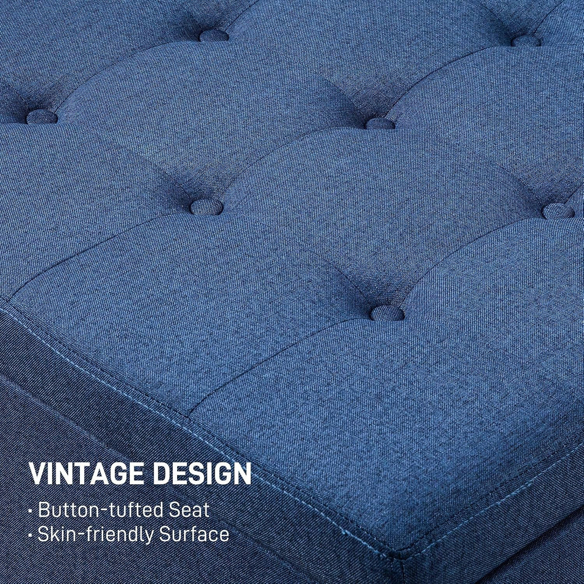 Vintage Storage Ottoman with Button-Tufted Design